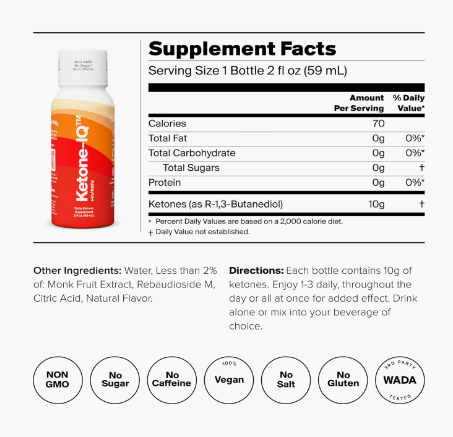 KETONE IQ SHOTS X6 units -  PEACH FLAVOR